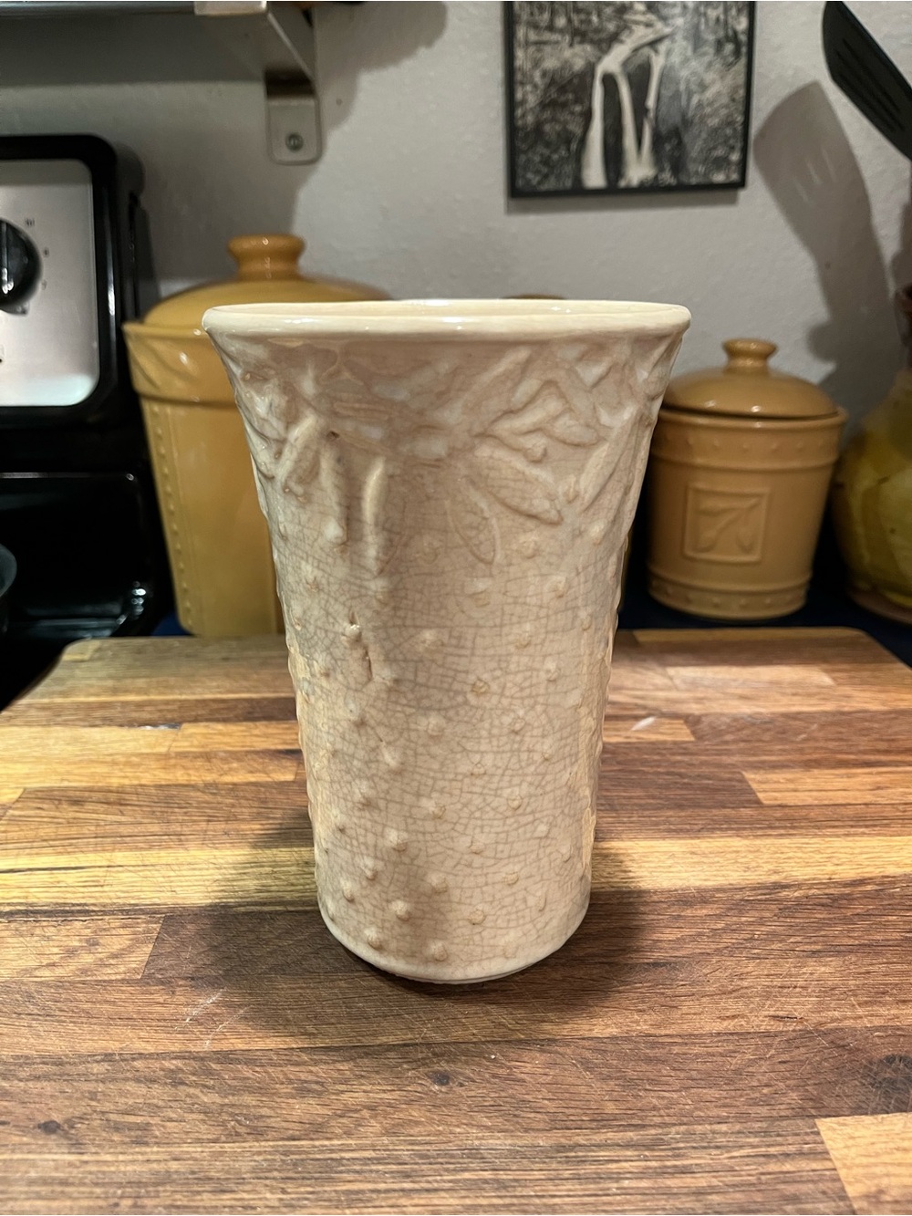 Vintage McCoy Neutral Crackle Ceramic Tumbler